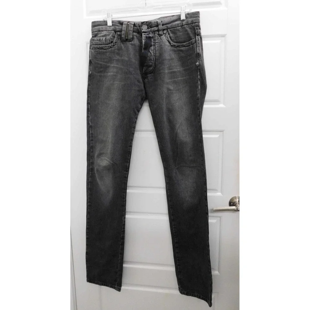 JOHN GALLIANO AUV207L WASHED CREASED BLACK DENIM JEANS‎ Italy 34 Waist